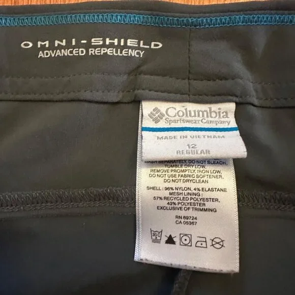 Columbia Womens Omni-Shield Advanced Repellency Pants Size 12 Regular Gray - Picture 6 of 8